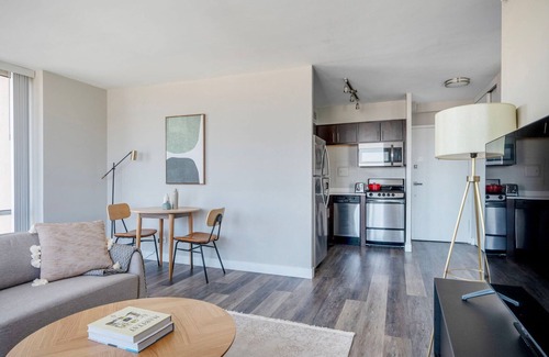 Edgewater Apartment | Deluxe Edgewater 1BR w/Gym, Deck & Lounge, nr L, by Blueground