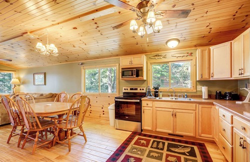 Lac du Flambeau House | Dock + Fire Pit: ‘Sweet Serenity’ on Amber Lake
