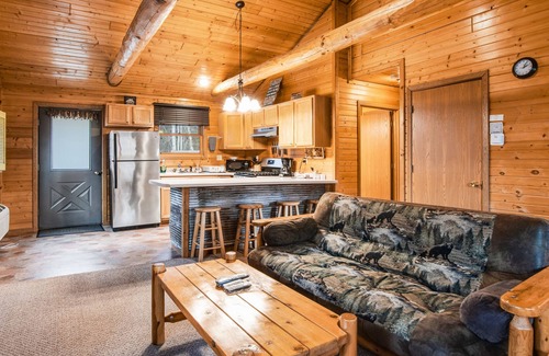 New Lisbon Cabin | Dog-friendly cabin with gas fireplace, firepit, porch, & shared pond access