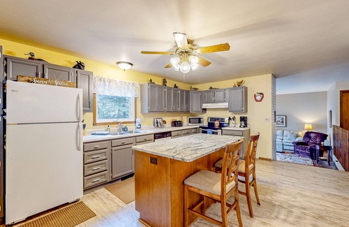 Mercer House | Dog-friendly lakefront home with a private beach, dock, firepit, & kayaks