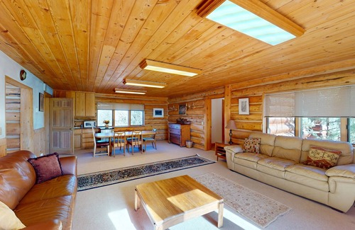Glenwood Springs Cabin | Dog-friendly, mountain view lodge with a game room, fireplace, large deck, & W/D