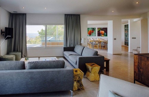 Sant Antoni de Portmany Villa | Dreamlike Luxury Villa with Sea View, Pool, Rooftop Terrace & Wi-Fi