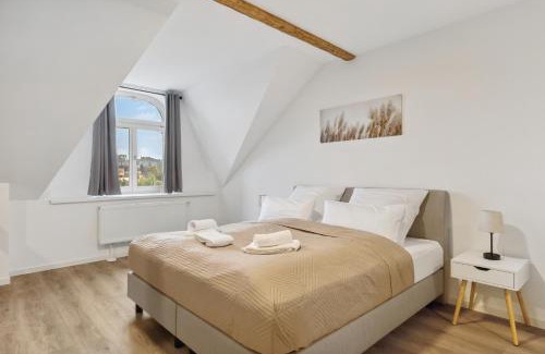Hof Apartment | EasyApartments stilvoll zentral Balkon Hauptbahnhof NETFLIX 130m2