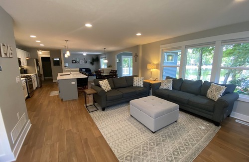 Crockery Township House | Entire house with beach on large swimming pond with hot tub