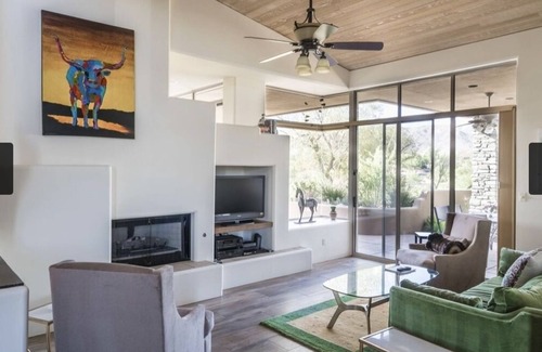 Desert Mountain House | Exclusive Desert Mountain, Scottsdale Double Master Suite with fireplace.