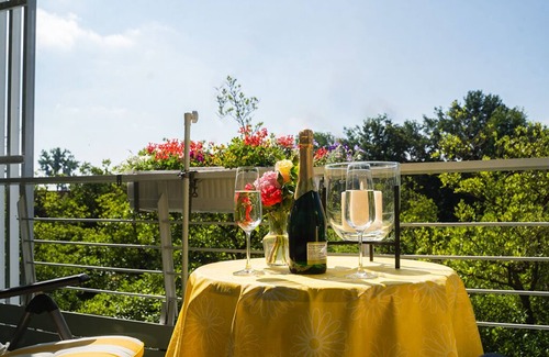 Bad Birnbach Apartment | Ferienwohnung mit Balkon und Blick in den Garten