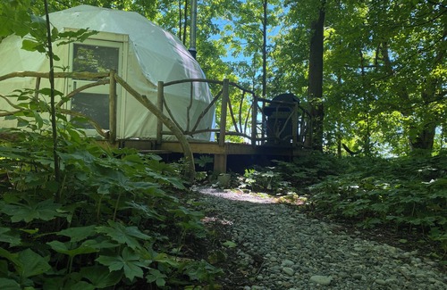 West Elgin RV Rental | Forest nestled GeoDome with Beautiful views of Lake Erie! n
