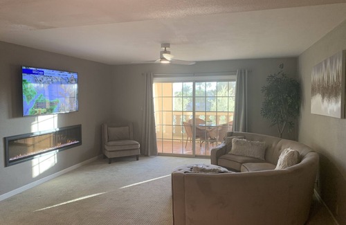 South Scottsdale Condo | FREE Par 3 GOLF COURSE, LUXURY 74" CRYSTAL FIREPLACE, 65” TV