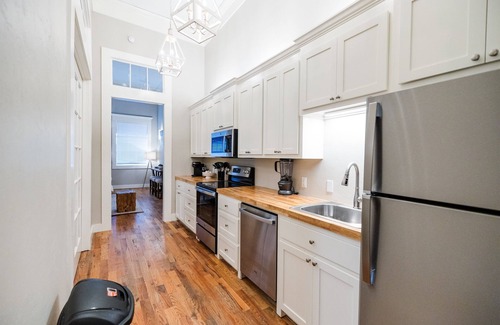 Laurel Apartment | Full Kitchen, Downtown Laurel Walkable, Coffee Bar