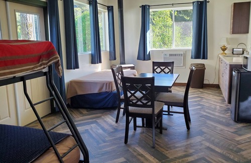 Stevenson RV Rental | Glamping in style with shared showers and restrooms. Sleeps 3 adults comfortably