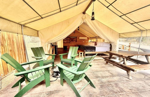 Orderville RV Rental | Glamping Tent #1 near Zion and Bryce Canyon National Park with Heat, AC, and Pri