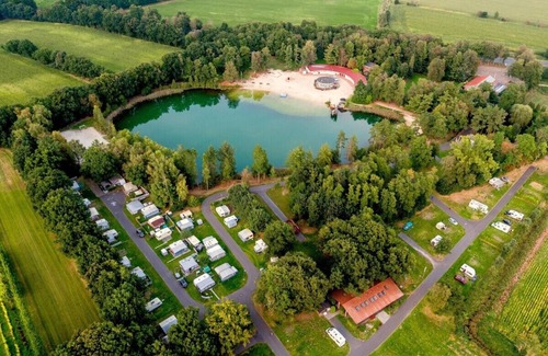 Jever RV Rental | Glamping tent for 4P with terrace by the lake