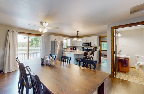 Deerwood Cabin | Gorgeous lakefront home w bunkhouse, private yard and large deck