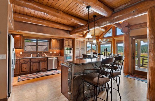 Sturgis Cabin | Gorgeous lodge with mountain views, fireplace, game room, hot tub & grill