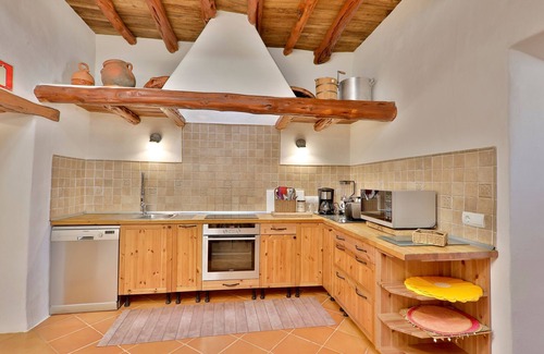 Santa Eulalia del Rio Villa | Heavenly Villa "Can Caseres" with Saltwater Pool, Orchard and Mountain View