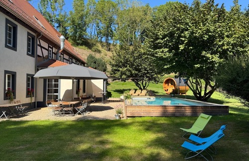 Sora House | Helmmühle - Schöne's idyllic vacation home in a secluded location with pool and sauna