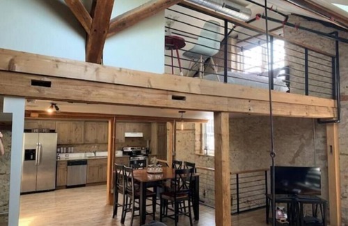 Solon House | Historic 1838 Stone Stable Hayloft rustic restored condominium sleeps 6