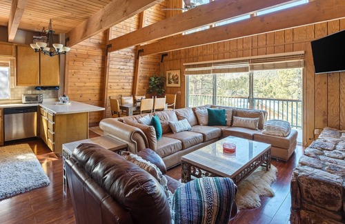 Whispering Forest Cabin | HUGE 3-story modified A-frame w/deck, forest views, hot tub, 10 mins from slopes