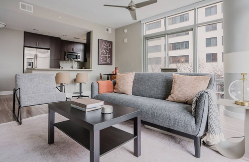 Woodmont Triangle Apartment | Ideal Bethesda 2BR w/Gym, Games & Pool, walk to Metro, by Blueground
