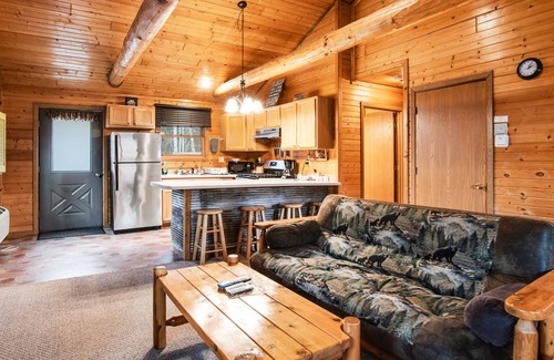 New Lisbon Cabin | Inviting dog-friendly cabin with hammock, fireplace, shared fishing pond, & A/C