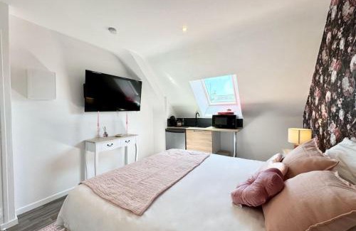 Queven Apartment | L’instant rose - Cocon fleuri avec jacuzzi