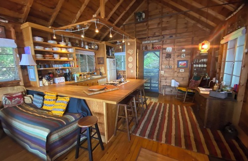 Charlotte Cabin | Lake Champlain camp, spacious deck, sunset & mountain views, beach and dock