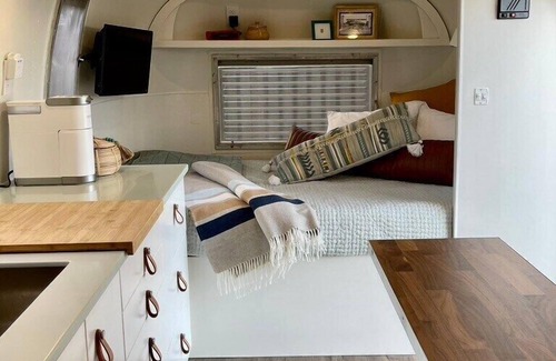 Fairfield Beach House | Lakefront Airstream Retreat with Boat Dock at Buckeye Lake