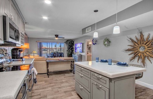 Desert Shores Condo | Lakefront Family, 3 Bedroom, 2 Bath, Private Patio, Heated Pool, Jacuzzi