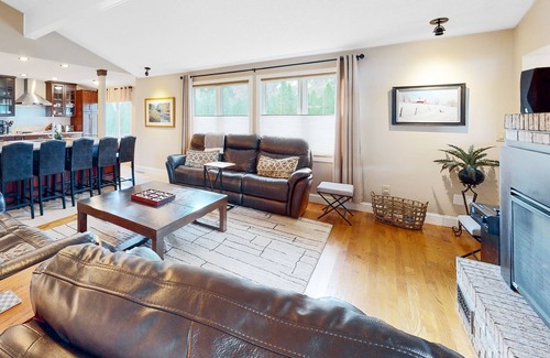 Colchester House | Lakefront home with pool, beach access, central AC, washer/dryer, & fireplace