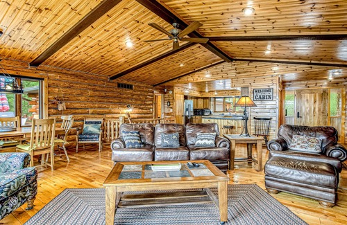 Lac du Flambeau House | Lakefront log cabin on 3.5 acres with dock, gazebo & sunset views - dog-friendly