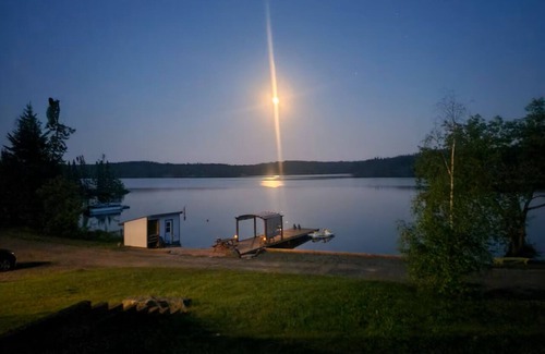 Northern Ontario Cabin | Lakefront Log Cabin w/Private Beach, Floating Water Park, Dock & Firepit