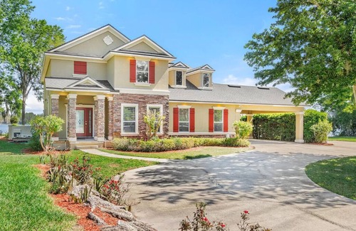 Interlachen House | Lakeside Retreat~ Large home with pool, dock, game room and balcony on lakefront