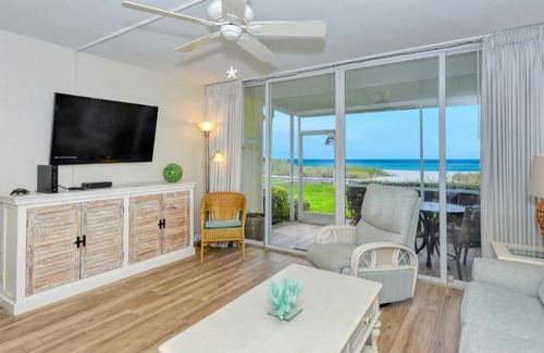 Longboat Key Apartment | LaPlaya 102B-Directly on the beach with the warm Gulf waters waiting!