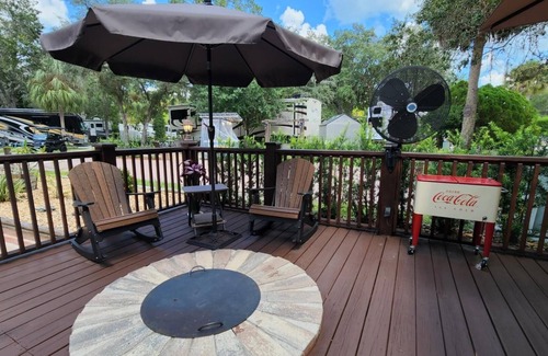 River Ranch RV Rental | Large Corner RV Lot at River Ranch RV Resort! Full Hookup w/Enclosed Deck! 186