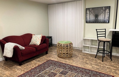 Stamford Condo | Large Furnished Basement Studio with Bathroom, WiFi, AC, and Parking in Stamford