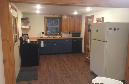 North Jay Cabin | Large Lake House with Private Beach, Dock, Canoe & Kayak