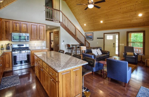 Sylva Cabin | Layers View- Luxury Home in River Community, Huge Views, Hot Tub, Great Fishing!