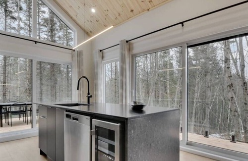 Pont-Rouge Ski Chalet | Le Baumier | Relaxation Luxury | Private spa and forest view