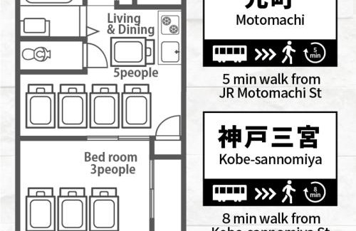 Kobe City Centre Apartment | LN06 三宮中心8名まで宿泊可能! 交通至便! Sannomiya Base1