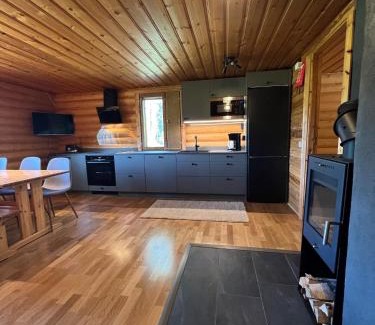 Yllasjarvi House | Logcabin, sauna, fireplace, view, kitchen