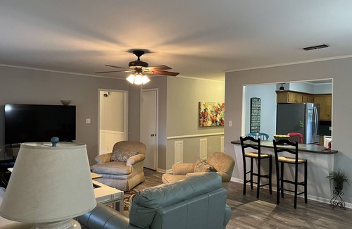 Longview House | Longview family neighborhood., Fenced yard , Equipped for long stays.