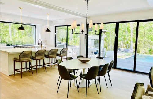 Noyack House | Luxe Summer House Rental w/Heated Saltwater Pool; Walk to Beach and Golf.