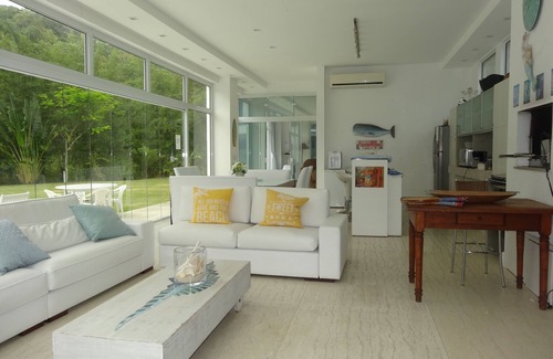 Florianopolis House | Luxurious house ocean front , ocean view from the living room and master bed
