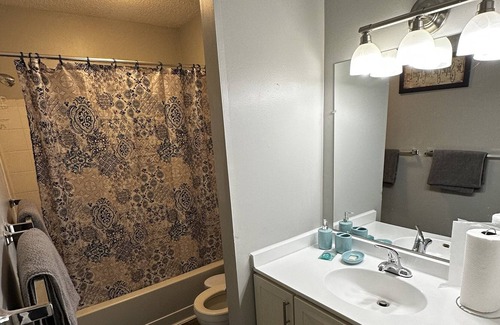 West Bloomington Condo | luxurious retreat w top-notch features, AC, play area, game fun, gym & patio