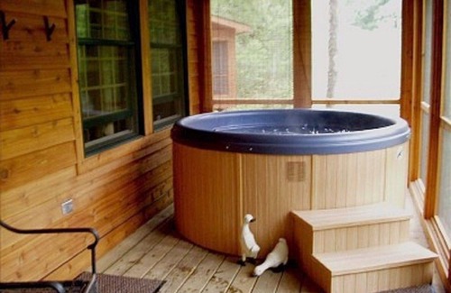 Saugatuck Cottage | Luxury Cedar Cabin on the Lake with Heated Pool & Hot Tub. Close to Ski resort
