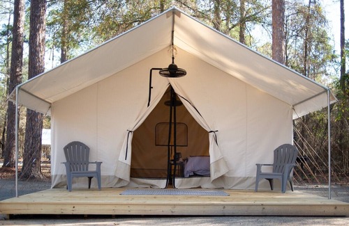 Delta RV Rental | Luxury Spacious Glampsite with VIEWS of Cheaha State Park, Pet Friendly!
