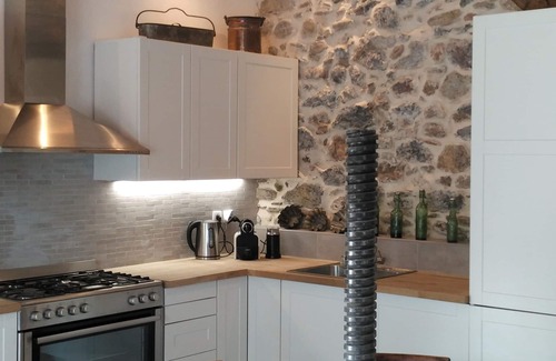 Roquebrun Apartment | Maison de Farine's La Cave has modern amenities, large terraces, and a pool