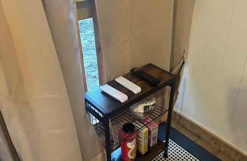 Mentone RV Rental | Mentone glamping getaway in a private screened in cabin in charming Mentone