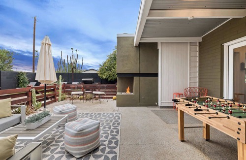 Village Grove House | Mid-Century Marvel: Poolside Patio w/Spa & Bocce