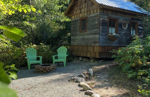 Mara Cabin | Mini solar cabin in the woods off grid glamping at its finest near Mara lake bc